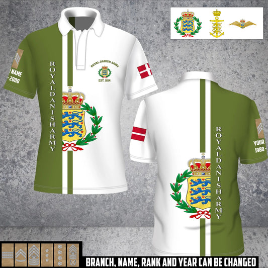 Personalized Denmark Soldier/Veteran Camo with Rank, Name And Year POLO All Over Printed - 17466624