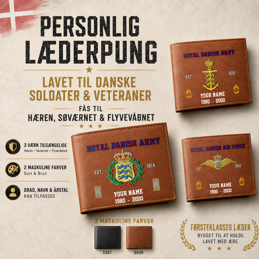 Personalized Denmark Soldier/ Veteran With Rank, Year And Name Leather Wallet - 17441568