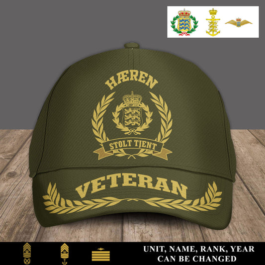 Personalized Rank, Year And Name Denmark Soldier/Veterans Baseball Cap - 17537472