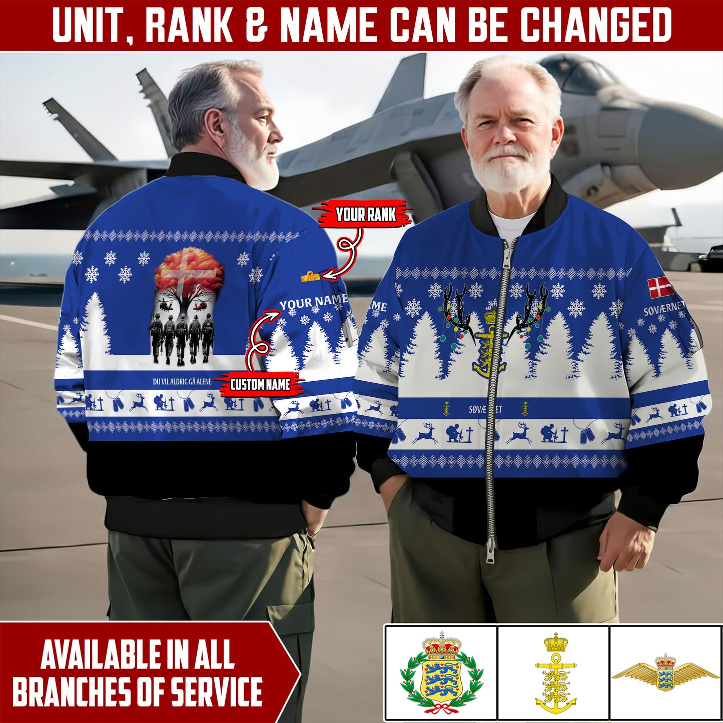 Personalized Denmark Soldier/Veteran Camo with Name And Rank Sweater All Over Printed - 17298144