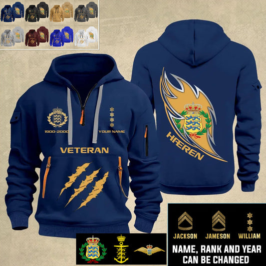 Personalized Denmark Soldier/ Veteran With Name, Year And Rank Zip Hoodie Multicolor - 17365536