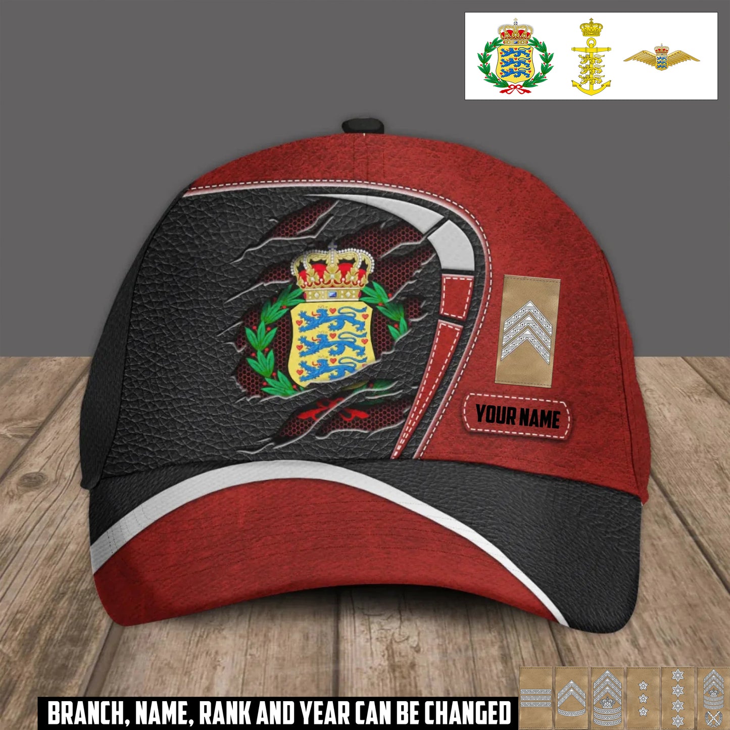 Personalized Rank, Year And Name Denmark Soldier/Veterans Baseball Cap - 17375040
