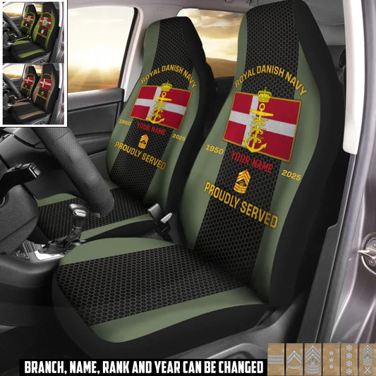 Personalized Denmark Soldier/ Veteran Camo With Name, Year And Rank Car Seat Covers 3D Printed - 17427744