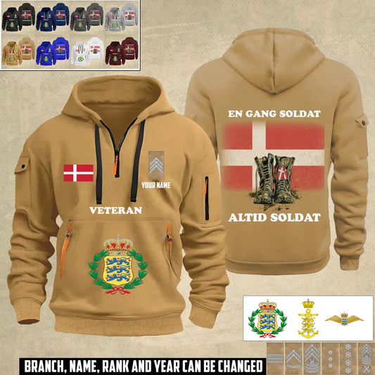 Personalized Denmark Soldier/ Veteran With Name And Rank Zip Hoodie Multicolor - 17358624