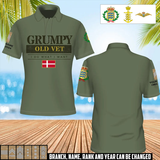 Personalized Denmark Soldier/Veteran Camo with Name, Year and Rank POLO All Over Printed - 17411328