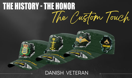 Personalized Denmark Soldier/ Veteran With Name, Year And Rank Military Cap - 17501184