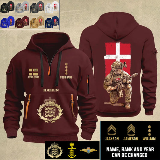 Personalized Denmark Soldier/ Veteran With Name, Year And Rank Zip Hoodie Multicolor - 17363808