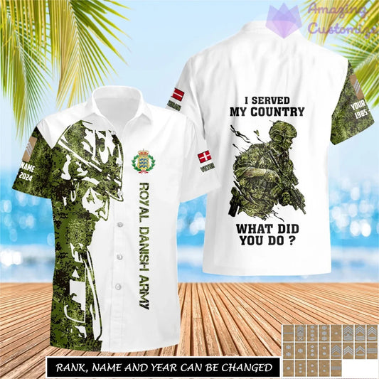 Personalized Denmark Soldier/Veteran Camo with Name, Rank Hawaii All Over Printed - 17262720