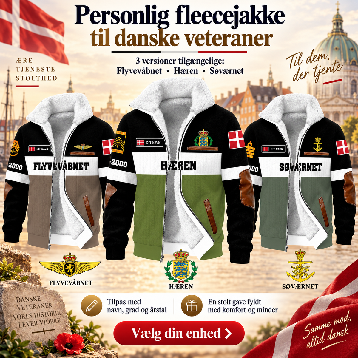 Personalized Denmark Soldier/Veteran Heavy Fleece Jacket All Over Printed - QK1780358406