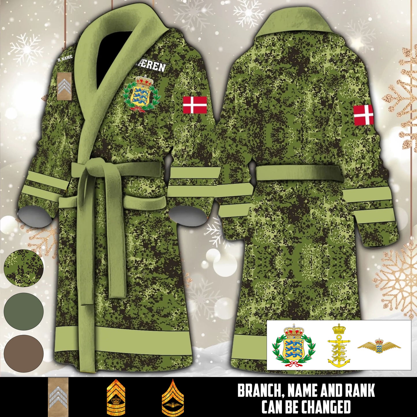 Personalized Rank And Name Denmark Soldier/Veterans Bathrobe - 1764720001