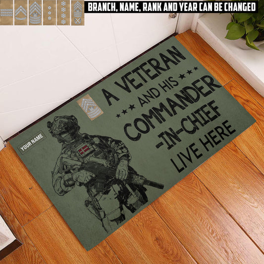 Personalized Denmark Soldier/ Veteran Camo With Name And Rank Doormat 3D Printed - 17438112