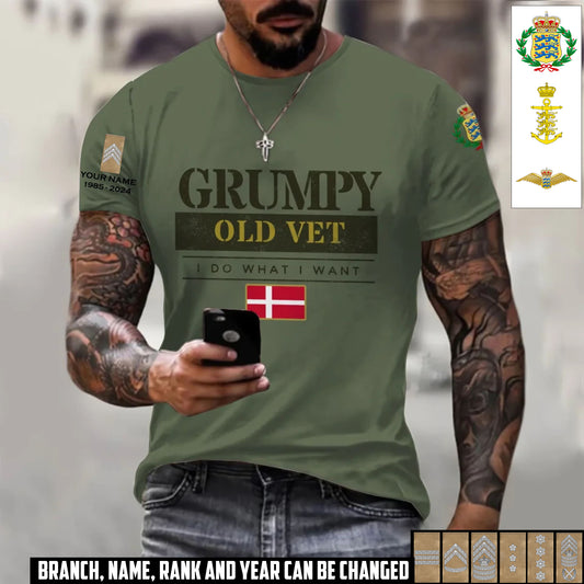 Personalized Denmark Soldier/Veteran Camo with Name, Year and Rank T-Shirt All Over Printed - 17411328