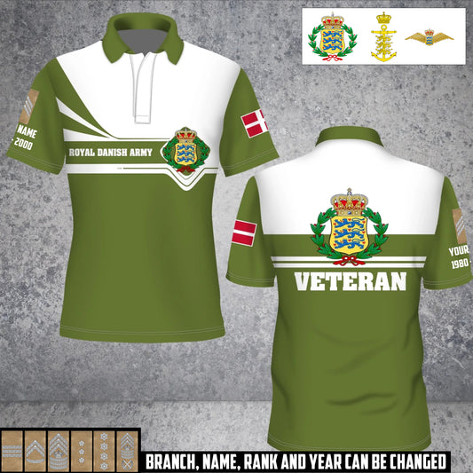 Personalized Denmark Soldier/Veteran Camo with Rank, Name And Year POLO All Over Printed - 17462304
