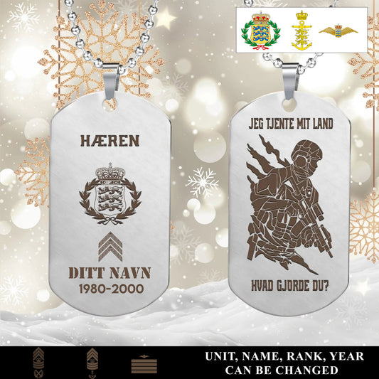 Personalized Denmark Soldier/Veteran with Rank, Name & Year Dog Tag Necklace - 1763942401