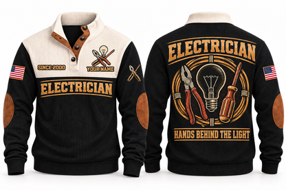 Electrician ELC01 sports sweatshirt black, front and back with flat printed artwork