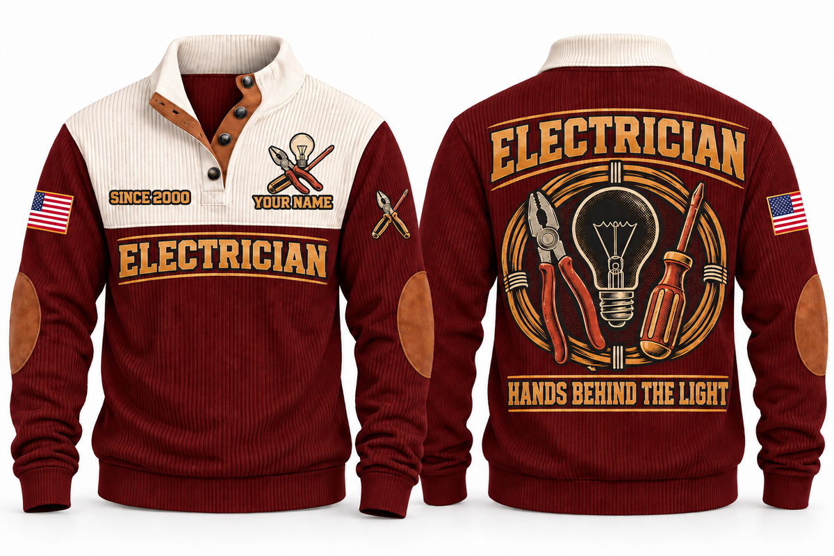 Electrician ELC01 sports sweatshirt jujube-red, front and back with flat printed artwork