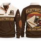 Electrician ELC02 sports sweatshirt brown, front and back with flat printed artwork