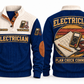 Electrician ELC02 sports sweatshirt navy, front and back with flat printed artwork