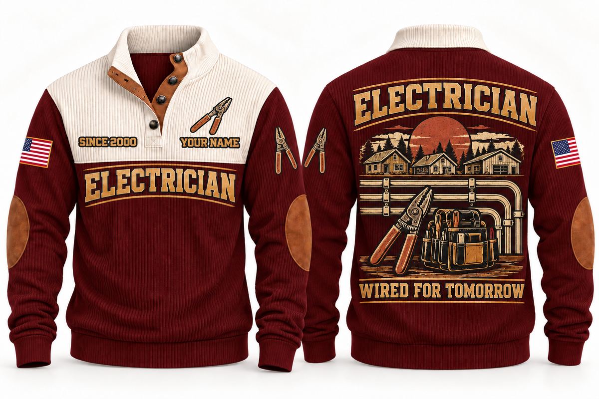 Electrician ELC03 sports sweatshirt jujube-red, front and back with flat printed artwork