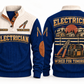 Electrician ELC03 sports sweatshirt navy, front and back with flat printed artwork