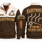 ELC04 Personalized Electrician Clean Runs Sports Sweatshirt in Brown, front and back