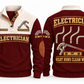 ELC04 Personalized Electrician Clean Runs Sports Sweatshirt in Jujube Red, front and back