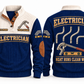 ELC04 Personalized Electrician Clean Runs Sports Sweatshirt in Navy, front and back