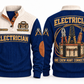 Electrician ELC05 sports sweatshirt navy, front and back with flat printed artwork