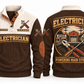 Electrician ELC06 sports sweatshirt brown, front and back with flat printed artwork