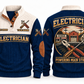 Electrician ELC06 sports sweatshirt navy, front and back with flat printed artwork