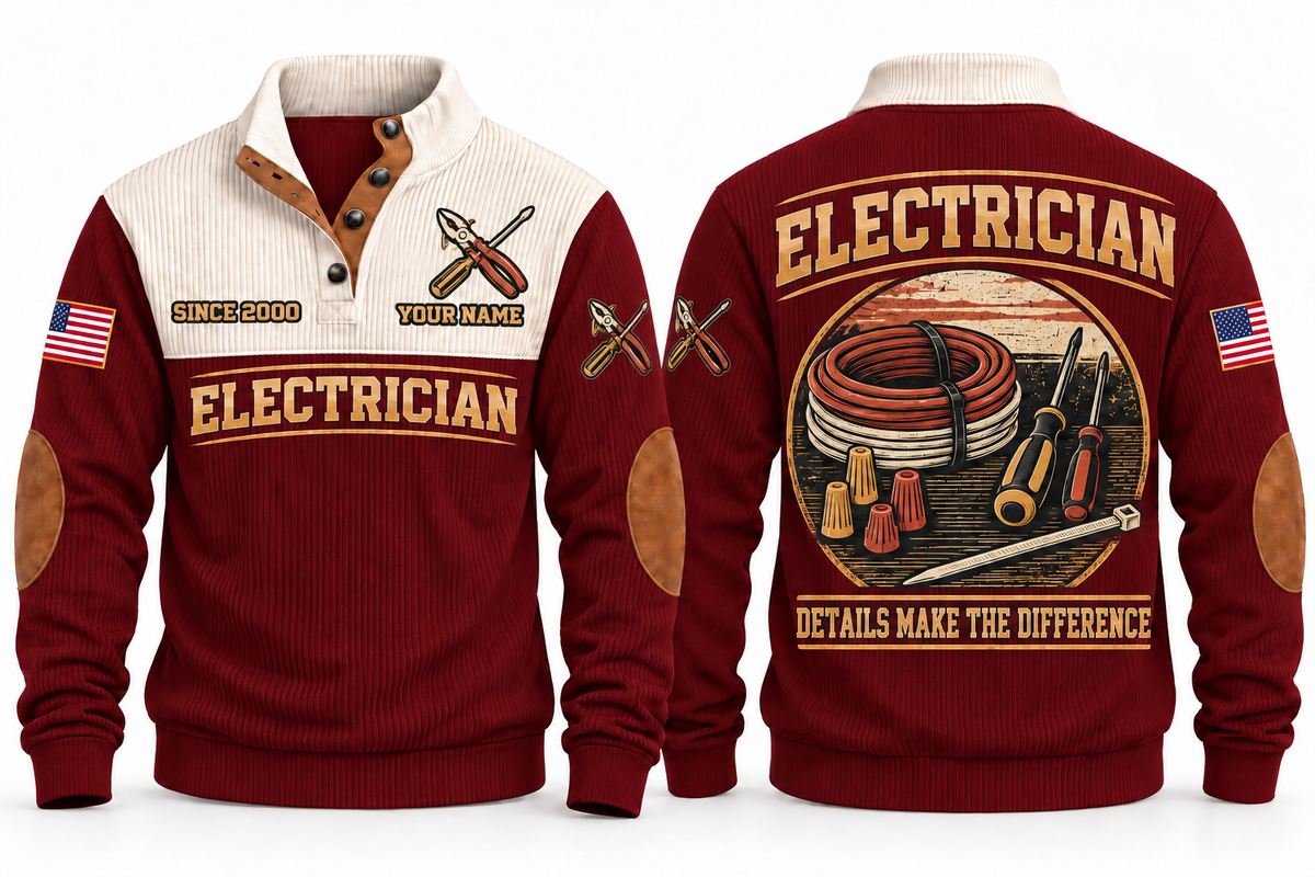 Electrician ELC07 sports sweatshirt jujube-red, front and back with flat printed artwork