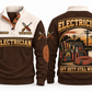 Electrician ELC08 sports sweatshirt brown, front and back with flat printed artwork
