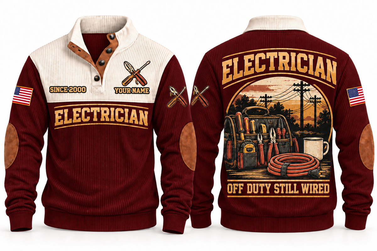 Electrician ELC08 sports sweatshirt jujube-red, front and back with flat printed artwork