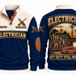 Electrician ELC08 sports sweatshirt navy, front and back with flat printed artwork