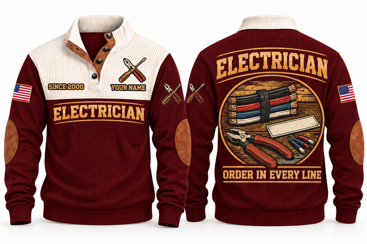 Electrician ELC09 sports sweatshirt jujube-red, front and back with flat printed artwork