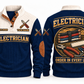 Electrician ELC09 sports sweatshirt navy, front and back with flat printed artwork
