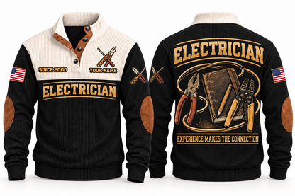 Electrician ELC10 sports sweatshirt black, front and back with flat printed artwork