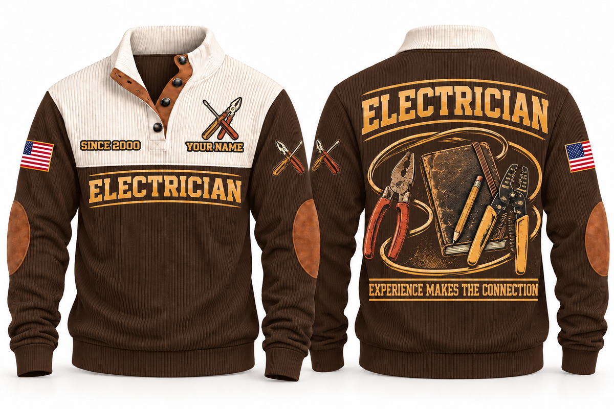 Electrician ELC10 sports sweatshirt brown, front and back with flat printed artwork