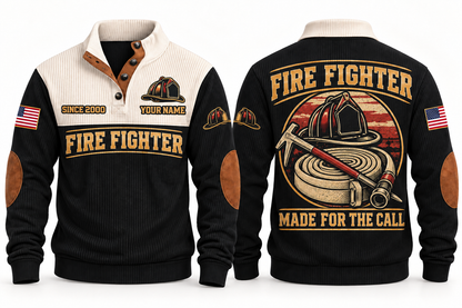 Fire Fighter FFR01 sports sweatshirt black, front and back with flat printed artwork