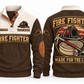 Fire Fighter FFR01 sports sweatshirt brown, front and back with flat printed artwork