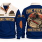 Fire Fighter FFR01 sports sweatshirt navy, front and back with flat printed artwork