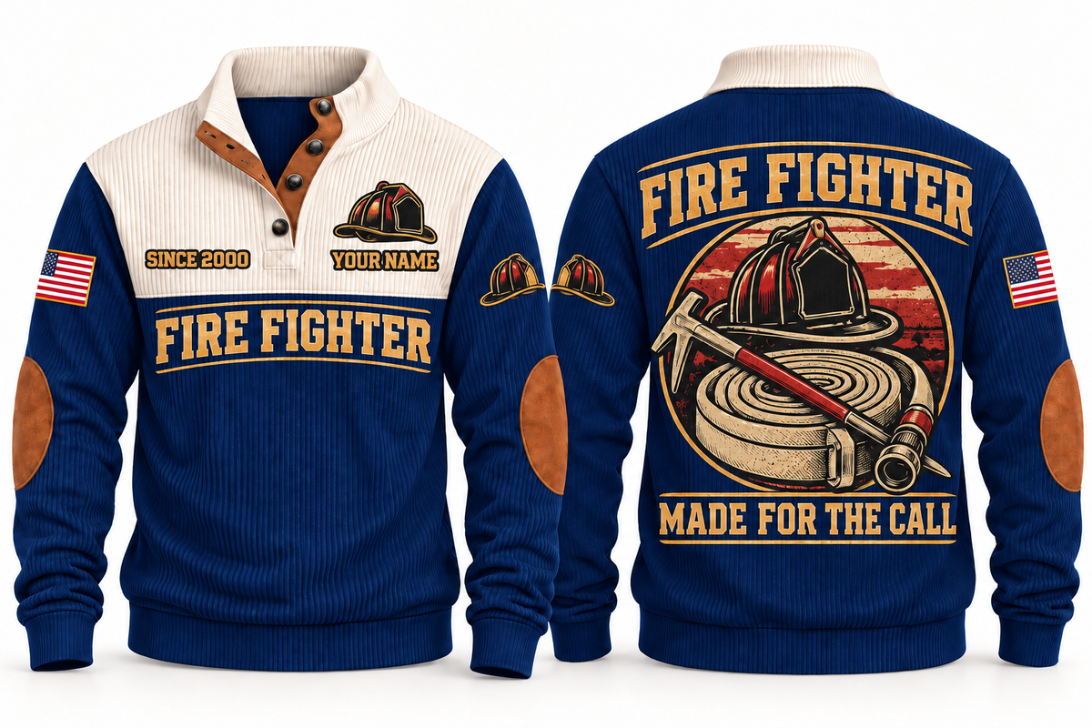 Fire Fighter FFR01 sports sweatshirt navy, front and back with flat printed artwork