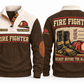 Fire Fighter FFR02 sports sweatshirt brown, front and back with flat printed artwork