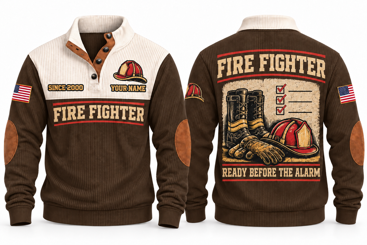 Fire Fighter FFR02 sports sweatshirt brown, front and back with flat printed artwork