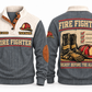 Fire Fighter FFR02 sports sweatshirt grey, front and back with flat printed artwork