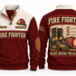 Fire Fighter FFR02 sports sweatshirt jujube-red, front and back with flat printed artwork