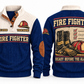 Fire Fighter FFR02 sports sweatshirt navy, front and back with flat printed artwork