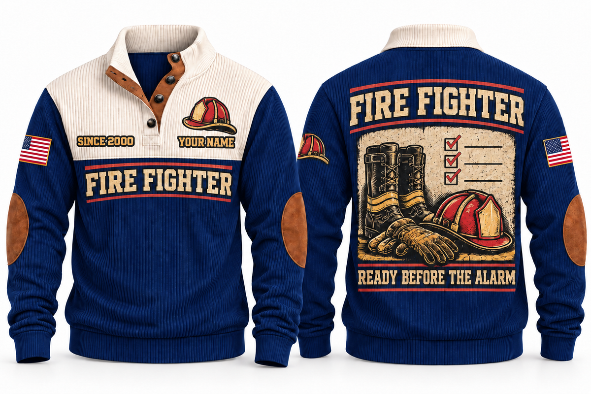 Fire Fighter FFR02 sports sweatshirt navy, front and back with flat printed artwork