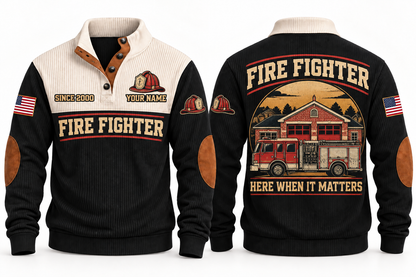 Fire Fighter FFR03 sports sweatshirt black, front and back with flat printed artwork