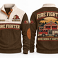 Fire Fighter FFR03 sports sweatshirt brown, front and back with flat printed artwork